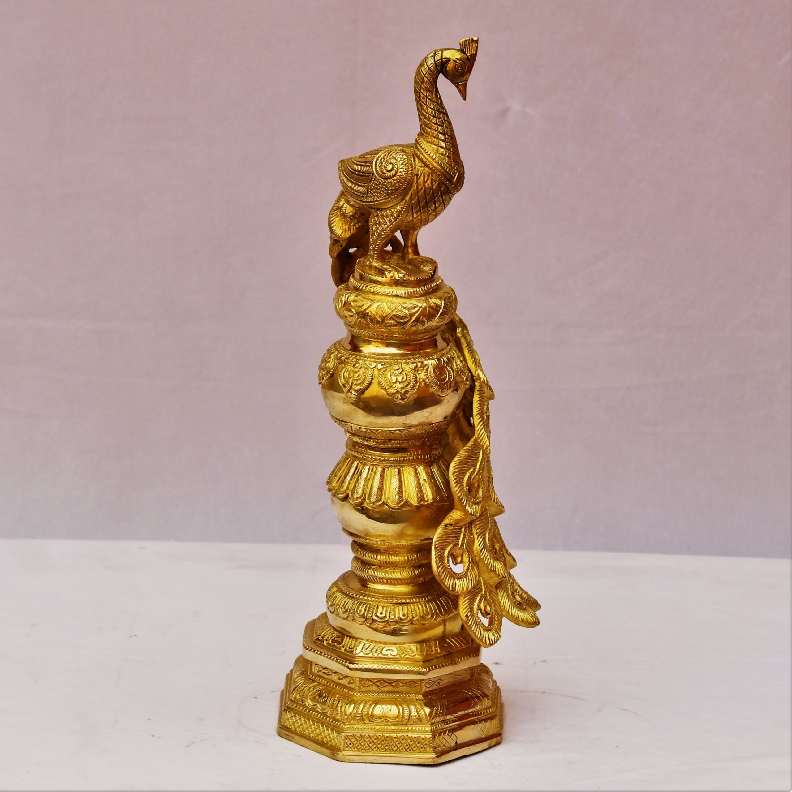 Brass Animal Figurines,Antique Brass Peacock Small Statue Desktop